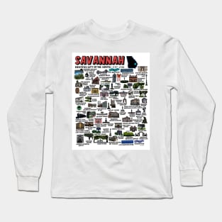 Savannah Georgia Map Art Long Sleeve T-Shirt